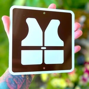 Life Jacket Swimming Safety Metal Sign 6”x6”